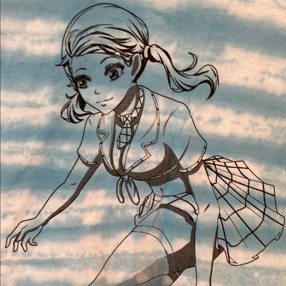 Tie Dye Blue Skater Girl Anime Graphic Tee Proper Gnar - Picture 2 of 6